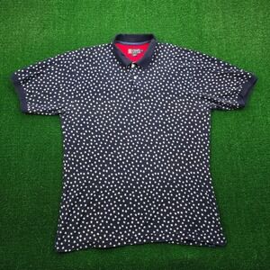 Chaps Ralph Lauren Polo Shirt Mens XL Blue Stars All Over Print Vintage Preppy